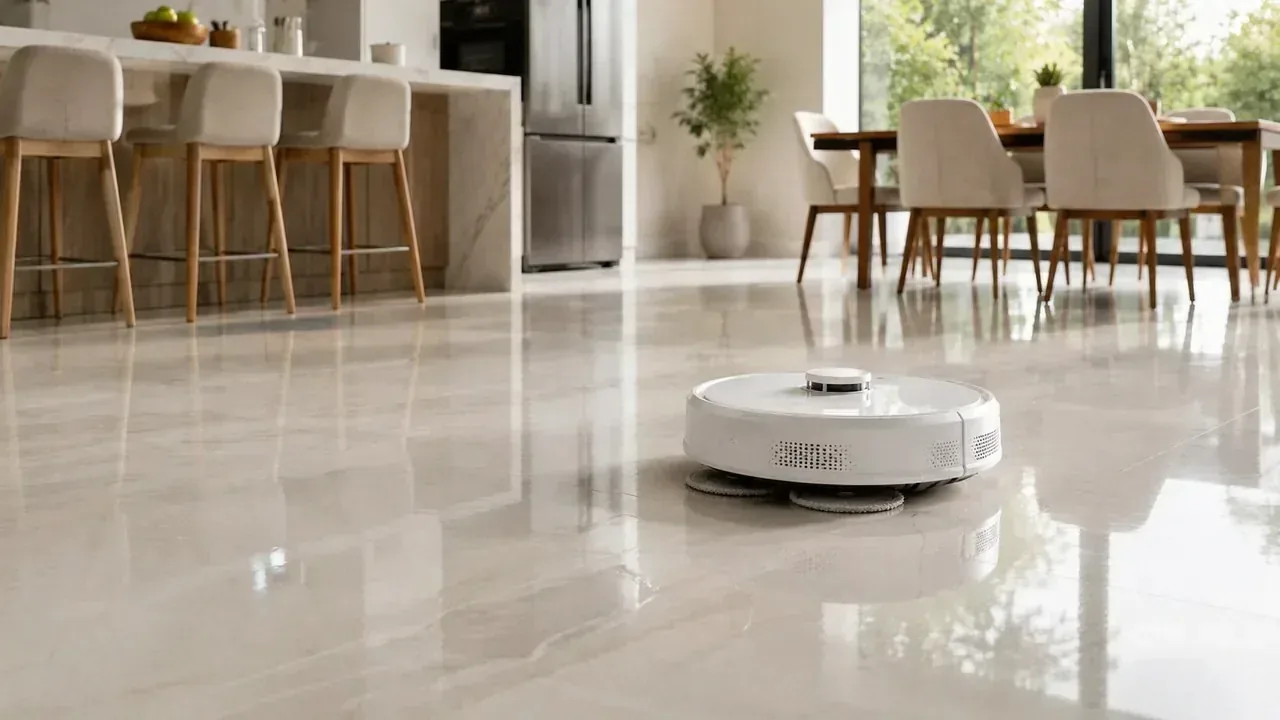 Robô aspirador Xiaomi com mapeamento a laser limpando a sala